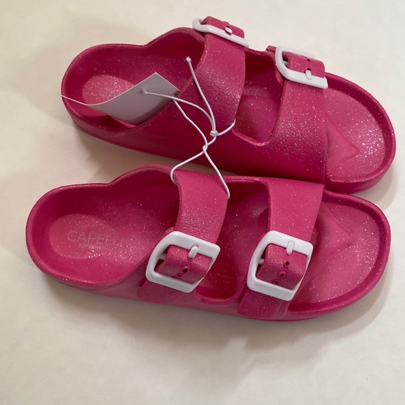 NWT Capellini New York Slip-on Girl’s Pink Glitter Sandals - Size 12/13 - Picture 2 of 4